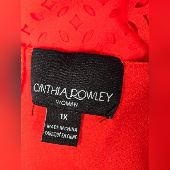 Cynthia Rowley 1X Bright Coral Sleeveless Top Button Back Cut Out Style - Picture 4 of 5